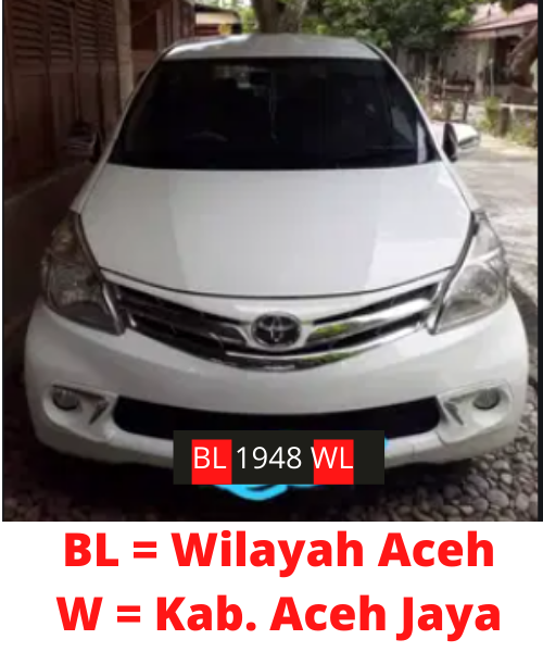 Kode Plat Nomor BL Kab Aceh Jaya