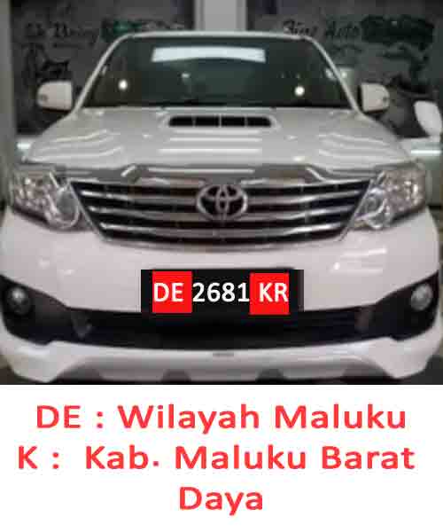 Mobil Plat Nomor DE Kab Maluku Barat Daya