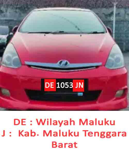 Mobil Plat Nomor DE Kab Maluku Tenggara Barat