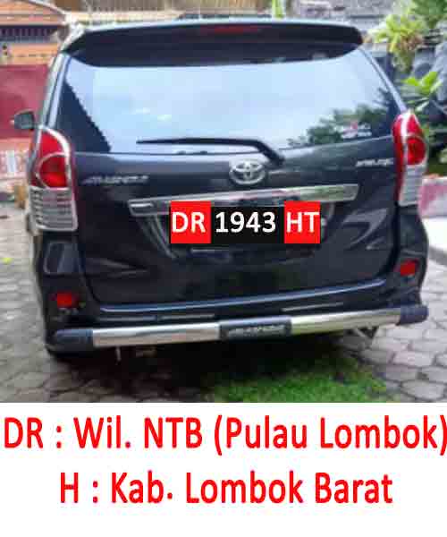 Mobil Plat Nomor DR Kab Lombok Barat