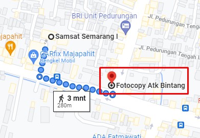 Letak Samsat Semarang 1 ke fotocopy