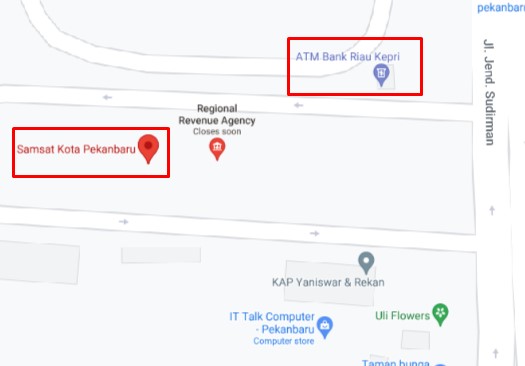 lokasi samsat Pekanbaru ke ATM Bank Riau Kepri