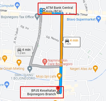 lokasi kantor bpjs bojonegoro ke ATM terdekat