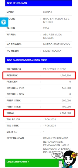 Hasil Cek Pajak Cirebon Via Aplikasi Cek Pajak