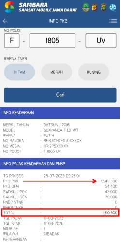 cek pajak Sukabumi dari Aplikasi Sambara
