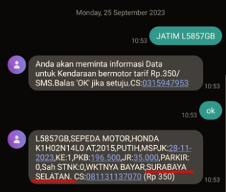 Cek Lokasi Samsat Plat L Via SMS