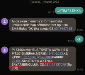 Cek Pajak Kendaraan Sudah Dibayar atau Belum Via SMS